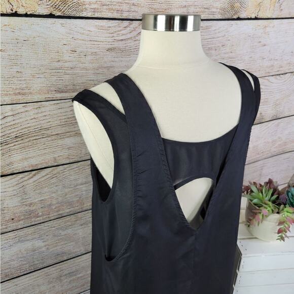 A. OK Black Cutout Mini Shift Dress Size S Sleeveless Round Neck Double Straps - Picture 2 of 9